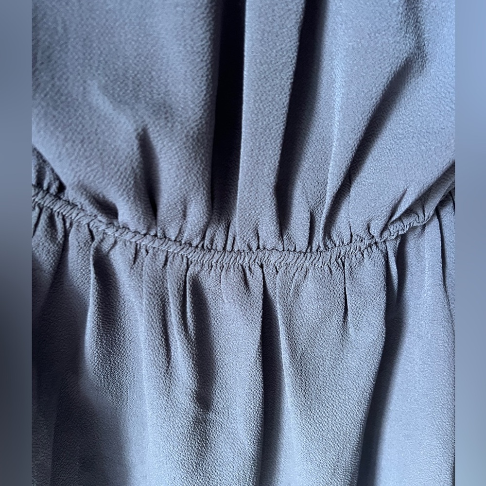 Monteau Los Angeles Wrap Top Small Blue Ruffle Sleeve Peplum Blouse Tie Waist - Picture 6 of 8